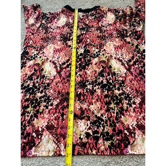 Robert Louis Womens V-Neck Tunic Top Size 1X Multi-Color Abstract Long Sleeve - Picture 5 of 7